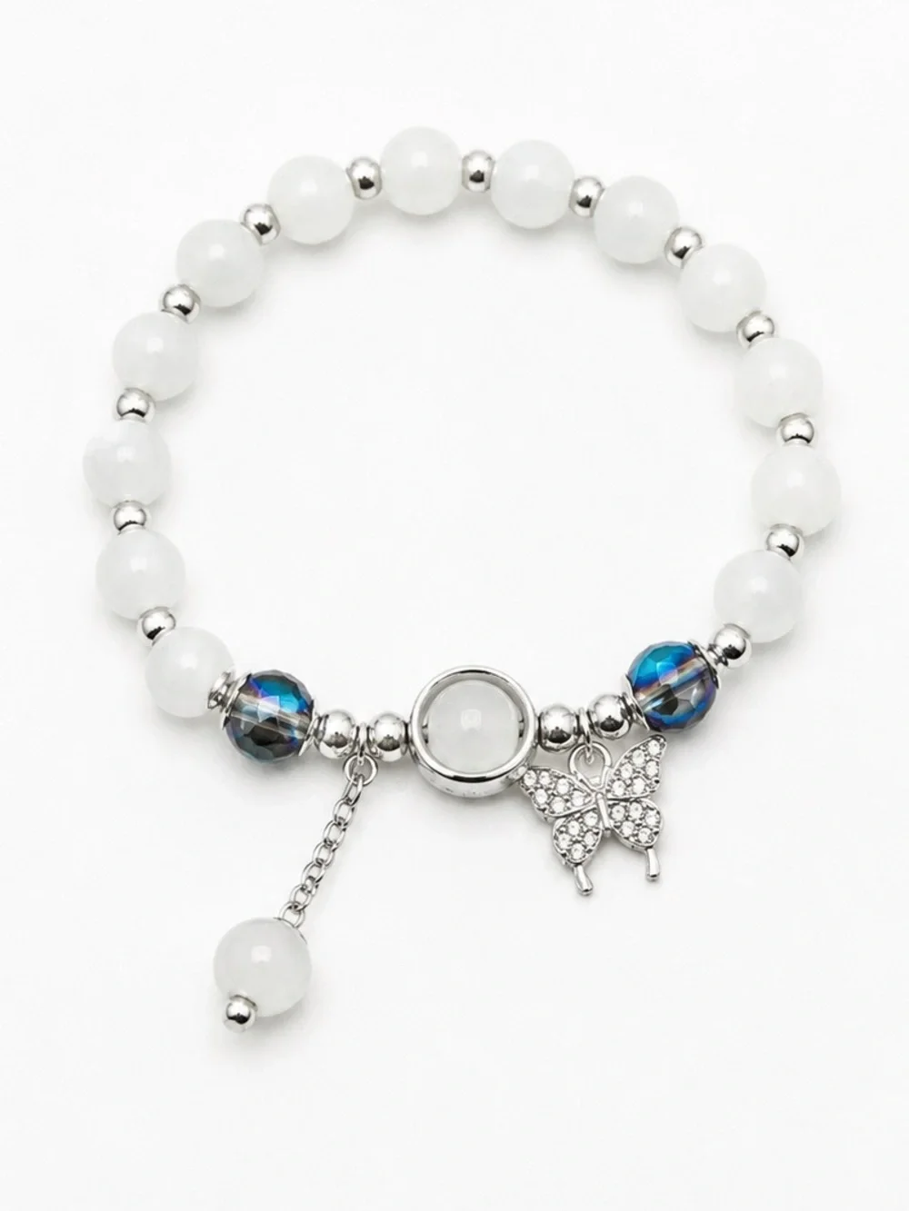 Beaded crystal butterfly bracelet